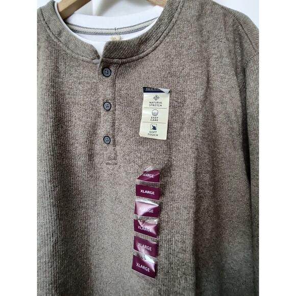 Method Men's X-Large Heather Brown Cotton Blend Henley Shirt Long Sleeve - Picture 7 of 11
